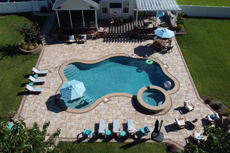 aerial shot of exterior pool