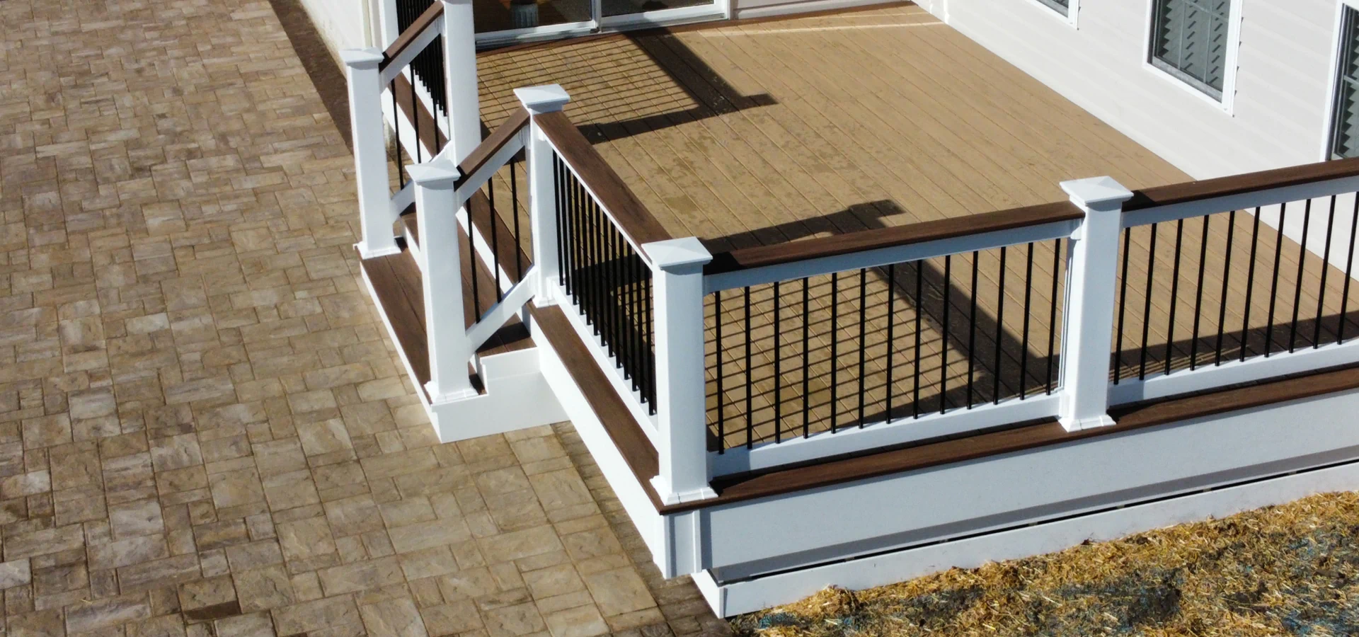 brown and white composite deck